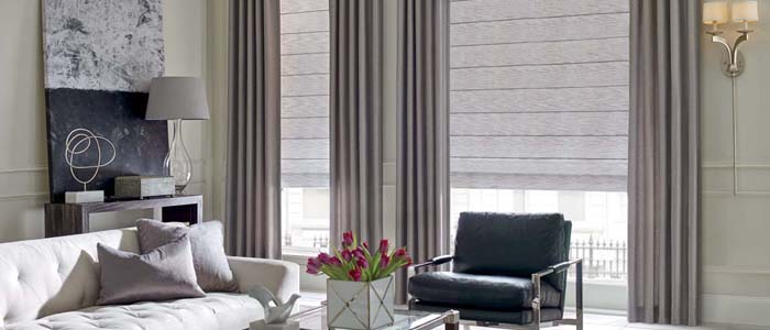 Custom Draperies over Vignette® Roman Shades